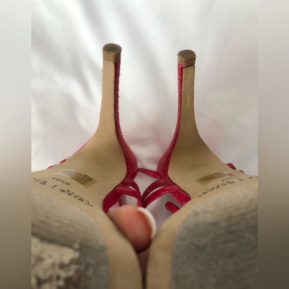 EUC WHBM Genoa Hot pink strappy platform snakeskin stiletto heels. Size 6.5 - Picture 10 of 12